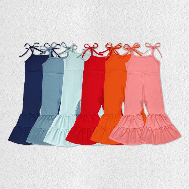 Aier Wholesale - Wholesale Overalls - Kids - Baby Girls Toddler Solid Color Summer Cotton Straps Bell Pan6