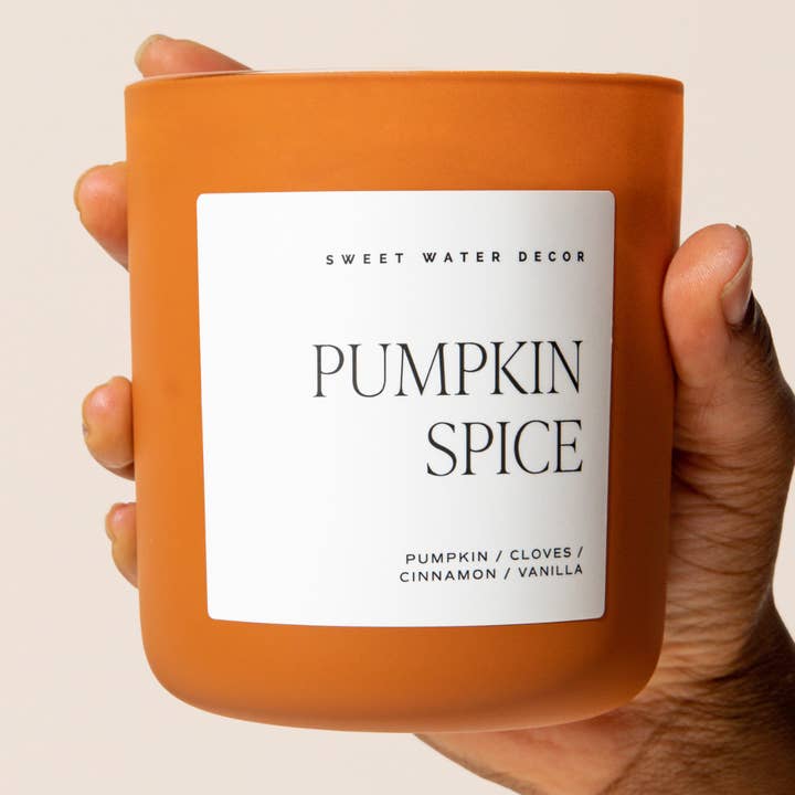 Vela de Soja de Calabaza Especiada 15 oz, Tarro Mate - Decoración de Otoño para venta al por mayor de Sweet Water Decor