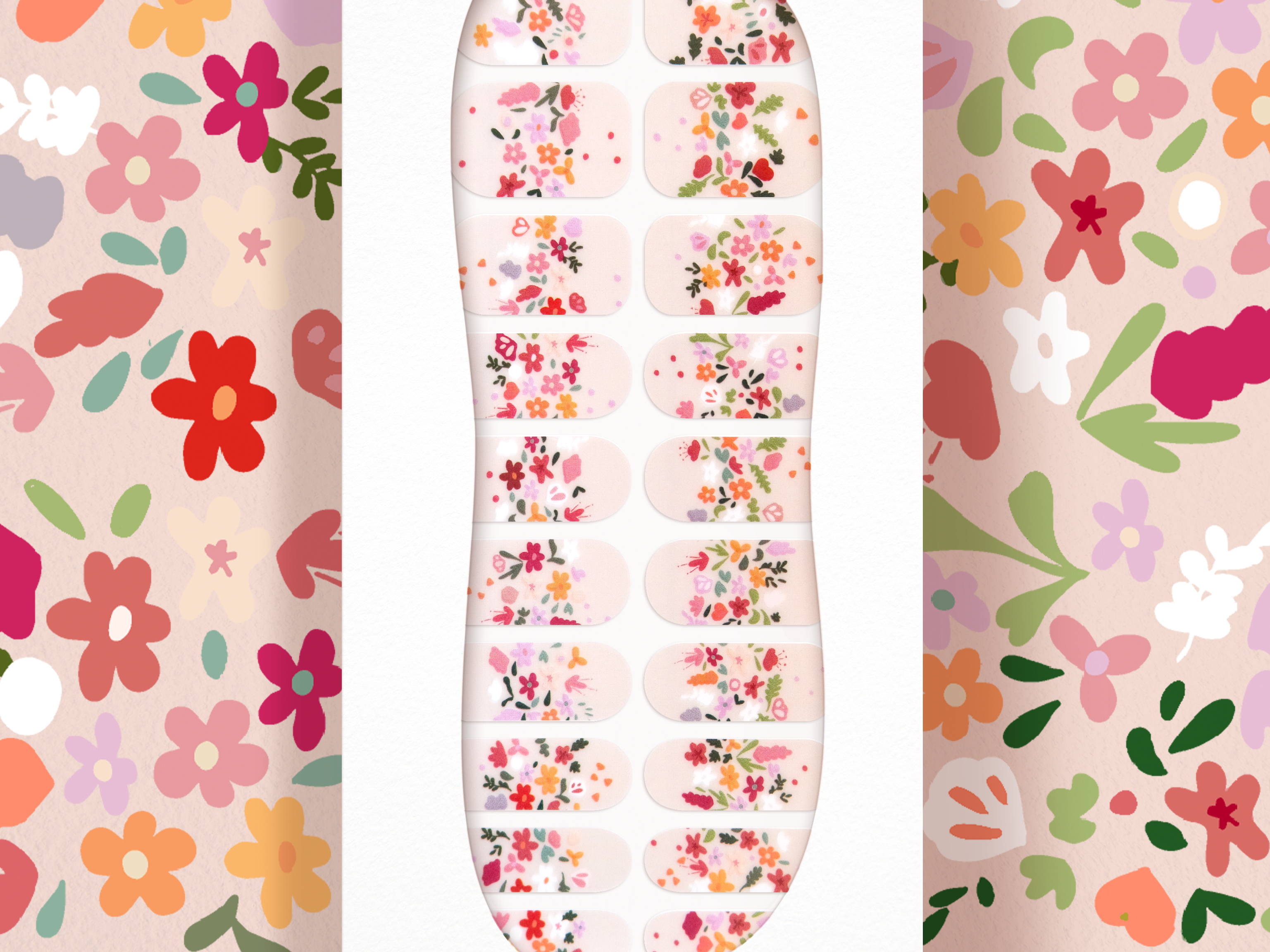 Modgloss - Wholesale Nail Art/Decal - Translucent "French Wildflower Bouquet” Floral Nail Wrap Kit2