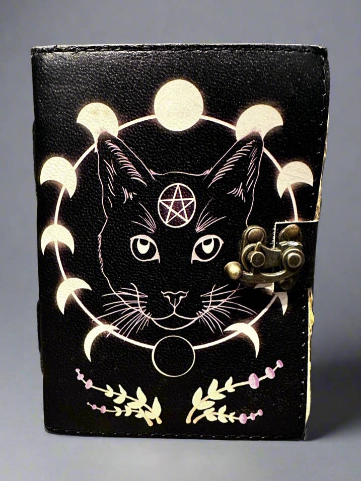 Wicca Cat Journal | Leather Journal | Blank Vintage Notebook for wholesale by SunlitSage