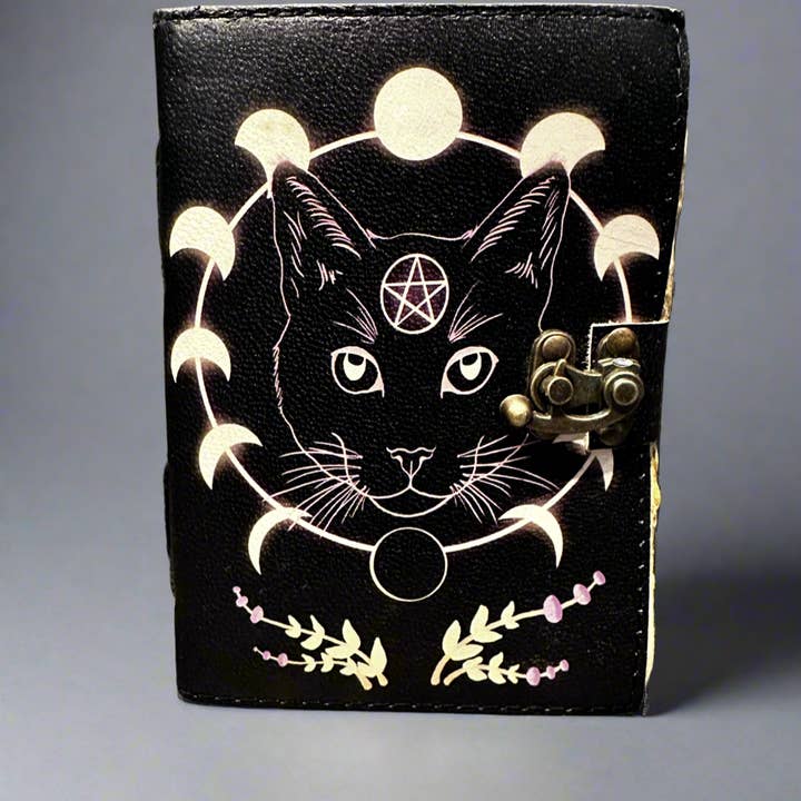 SunlitSage - Wholesale Journal/Diary - Wicca Cat Journal | Leather Journal | Blank Vintage Notebook0
