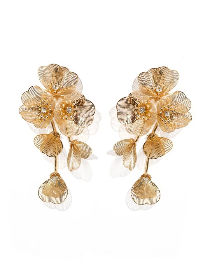 Audrey Flower Statement Earring - Gold for wholesale by LINNY CO