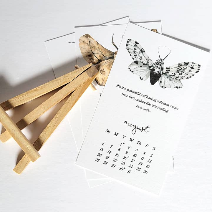 Lucky Dog Design Co. - Wholesale Calendar - Moths & Dreamy Book Quotes 2026 Desk Calendar8