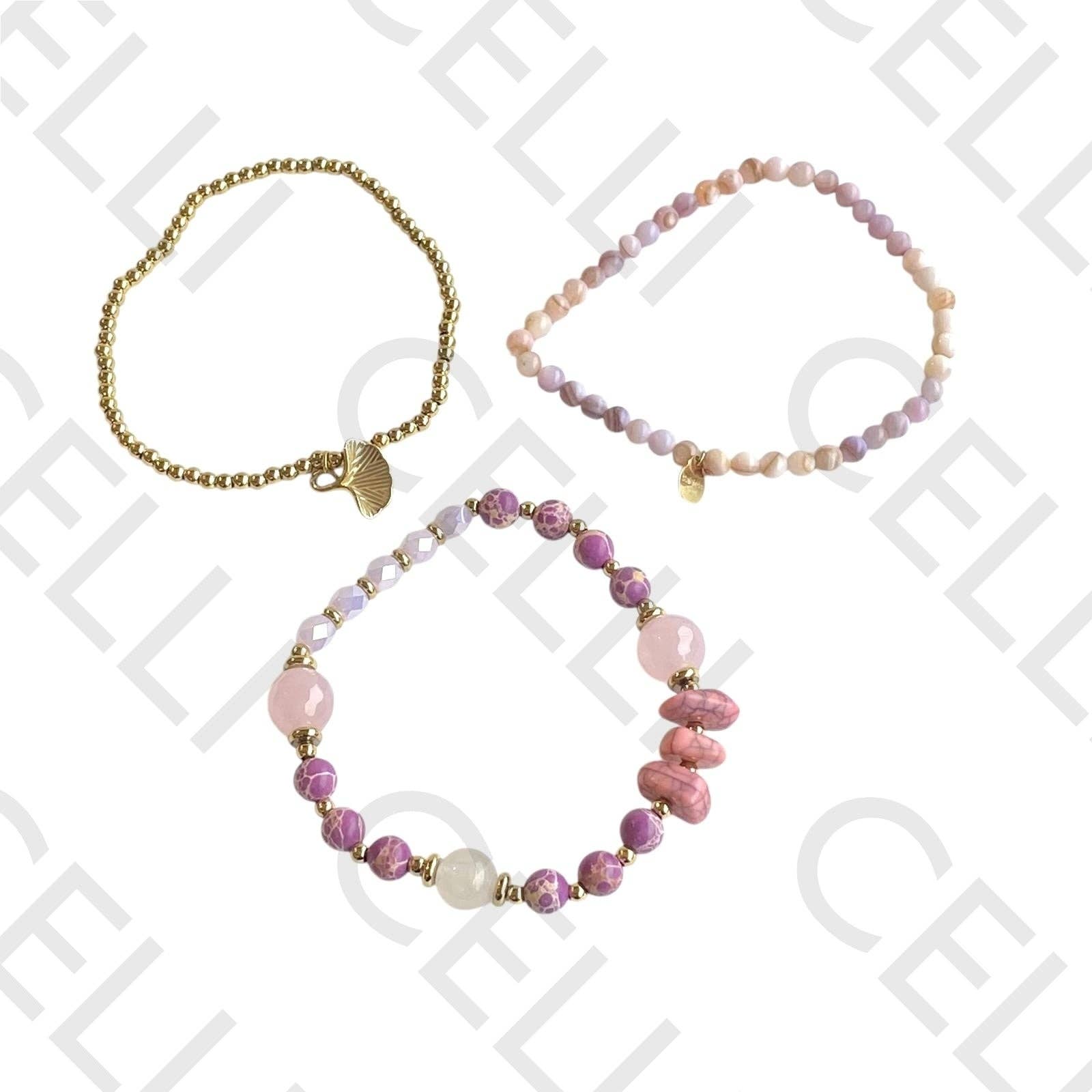 Celli Biju - Wholesale Link & Chain Bracelet - Steel Bracelet - with natural stones and faceted crystals3