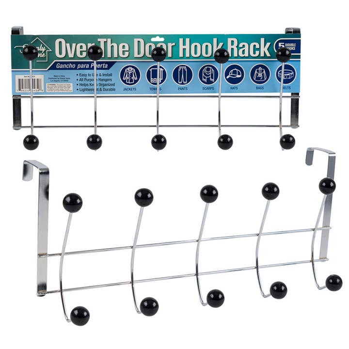 Over-dør-krogrække - 46 cm - 5 dobbelte kroge for engroshandel hos Deluxe Import Trading