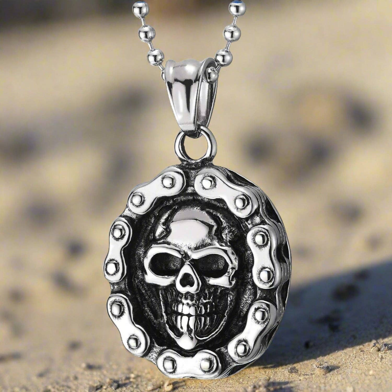 WoodWristCo - Wholesale Pendant/Charm Necklace - Men Steel Motorcycle Bike  Medal Pendant Necklace0