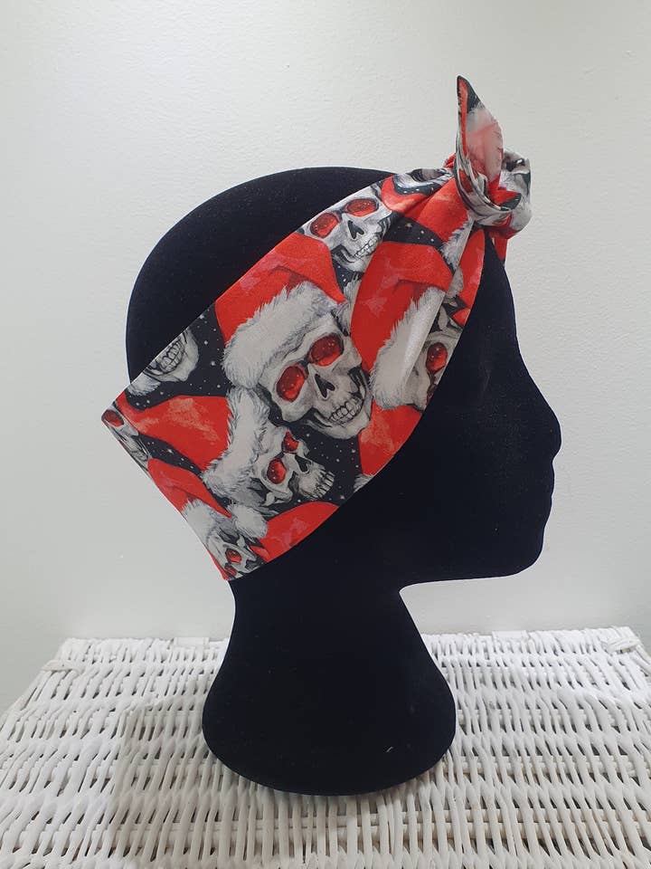 Santa Skulls father Christmas hair wrap for wholesale by Aye Aye