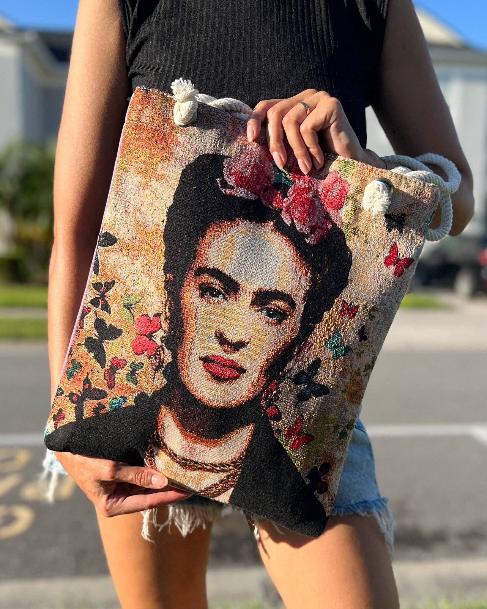 Umays Boho - Wholesale Tote Bag - Women's - Frida Kahlo Shoulder Bag, Handmade Tote Bag for Women3