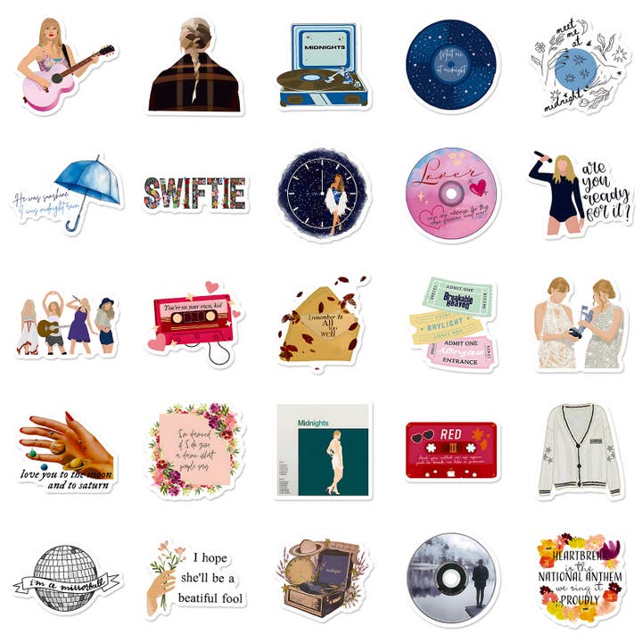 Little Trendy - Wholesale Sticker - Taylor Swift Vinyl Waterproof Stickers Pack of 50