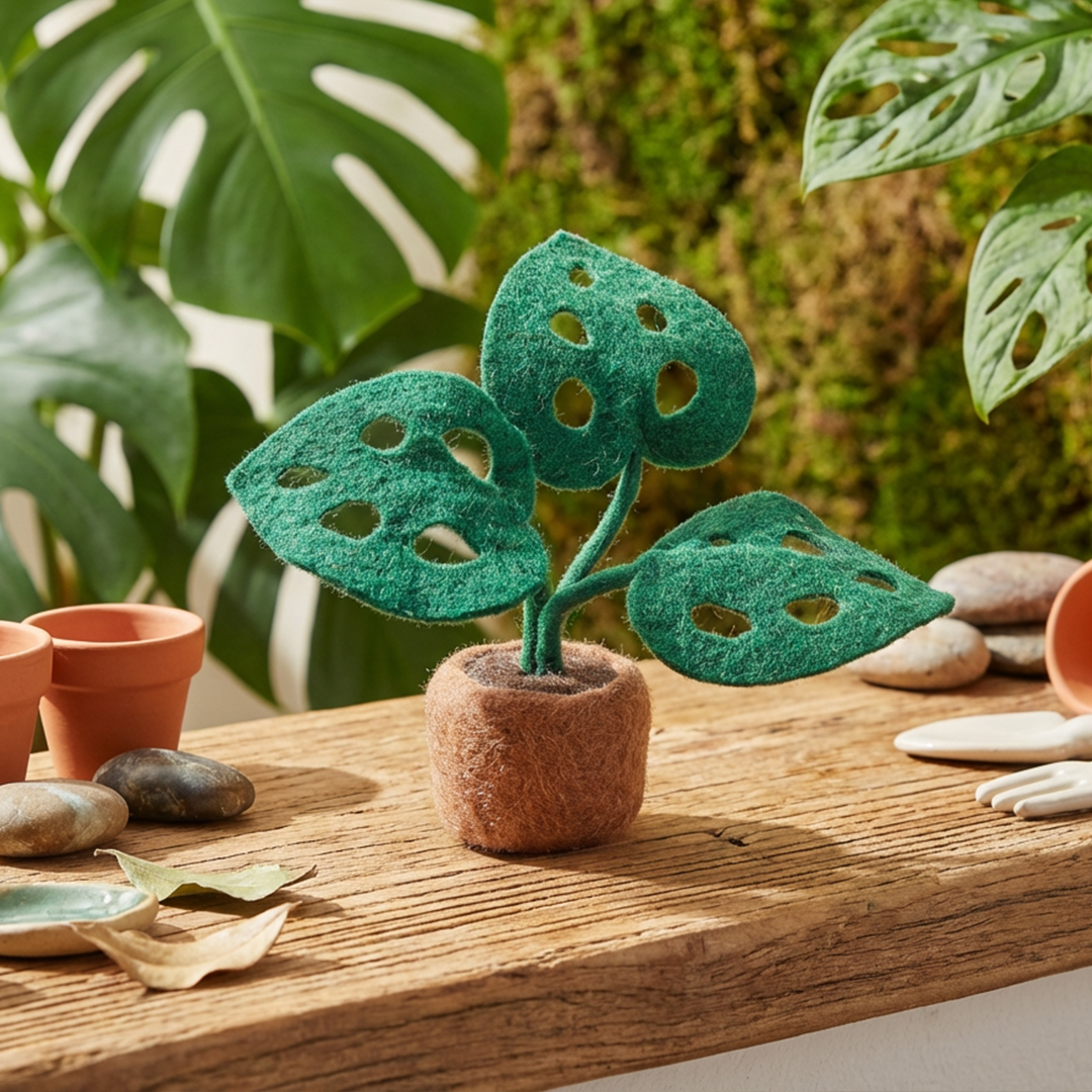 Felt So Good – wholesale Konstgjord växt – Handgjord stående växtdekoration av filt, Monstera Deliciosa3