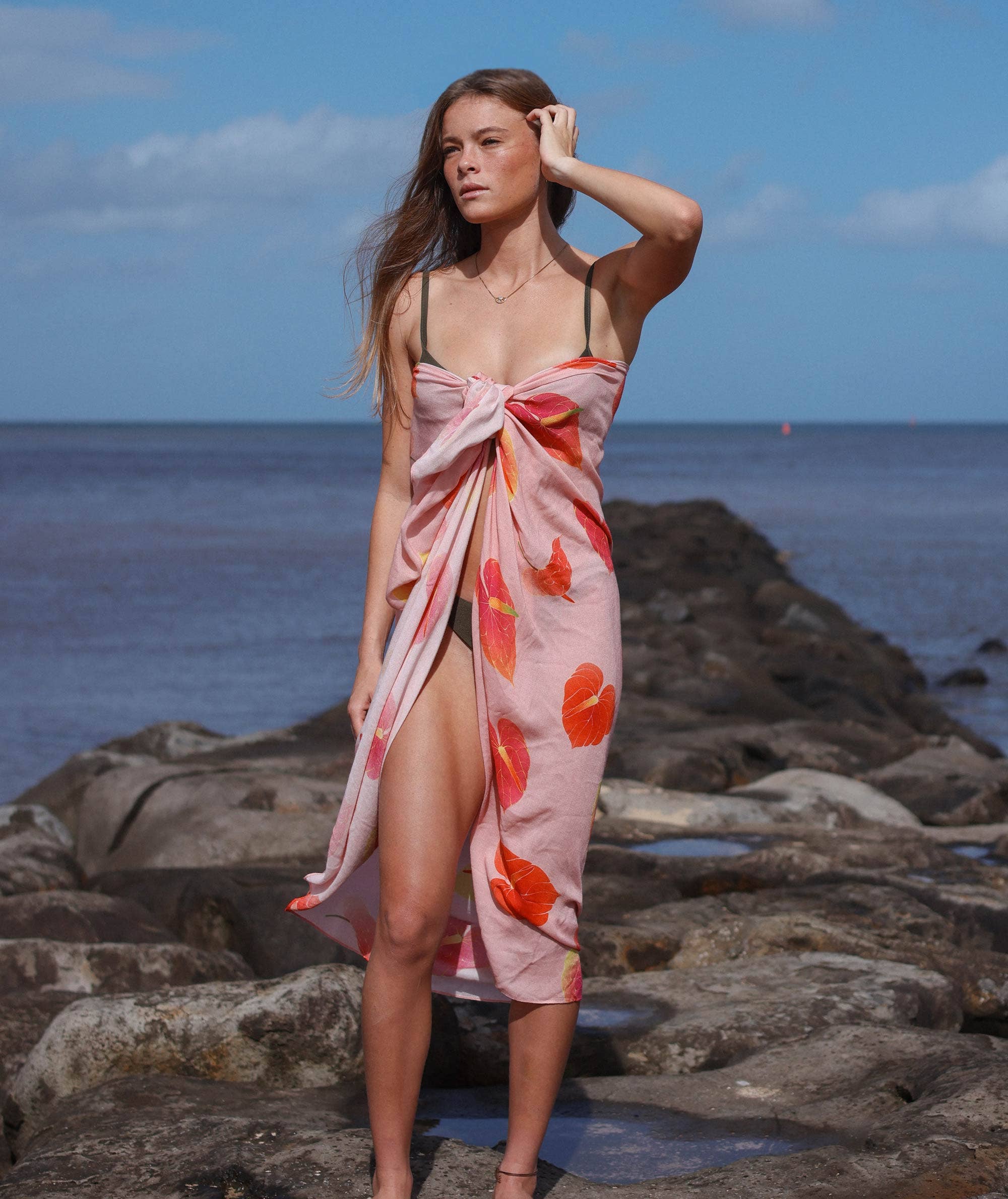 Tag Aloha Co. - Wholesale Swim Cover Up - Women's - Hilo Anthurium Pareo Sarong2