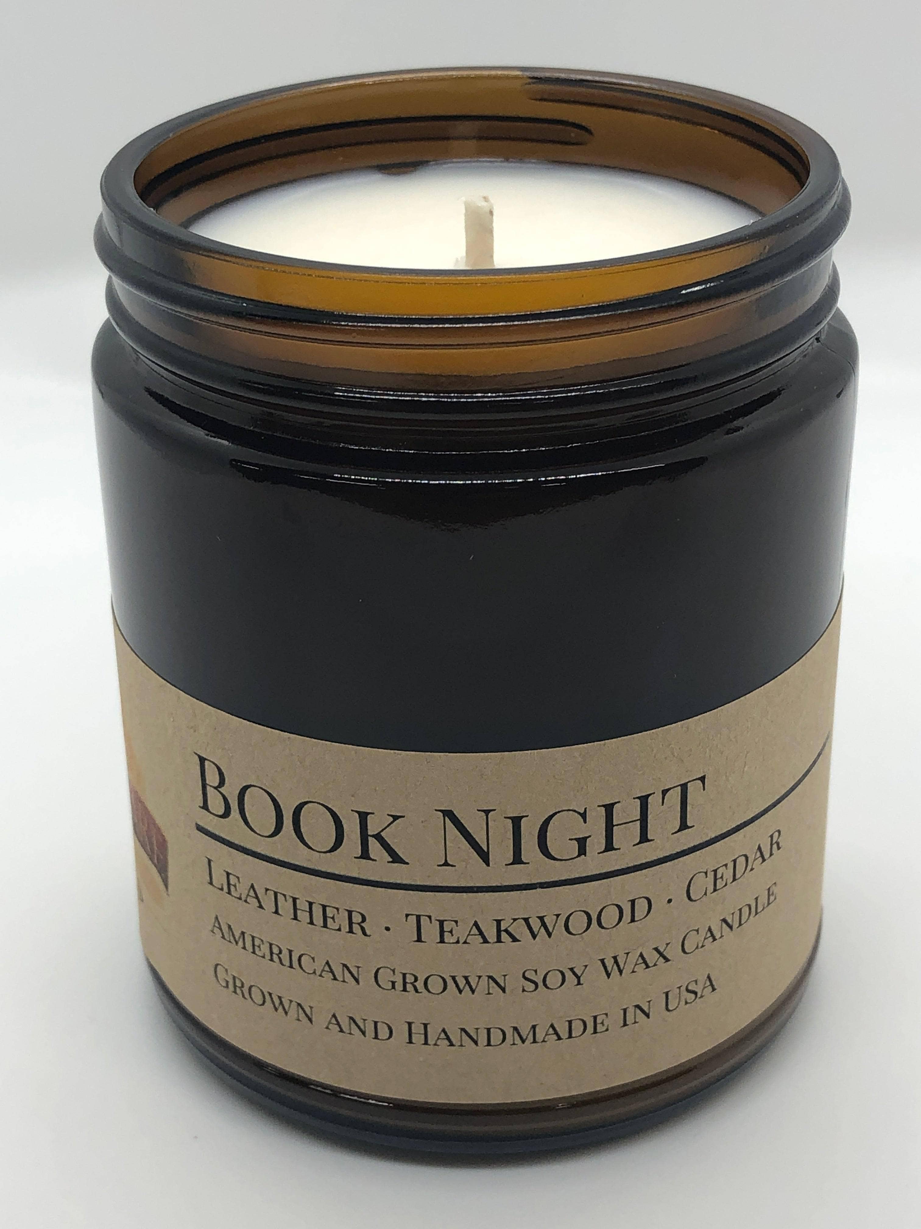 VIAI Beauty – wholesale Jar/filled candle – Book Night Soy Wax Candle | 9 oz Amber Apothecary Jar3