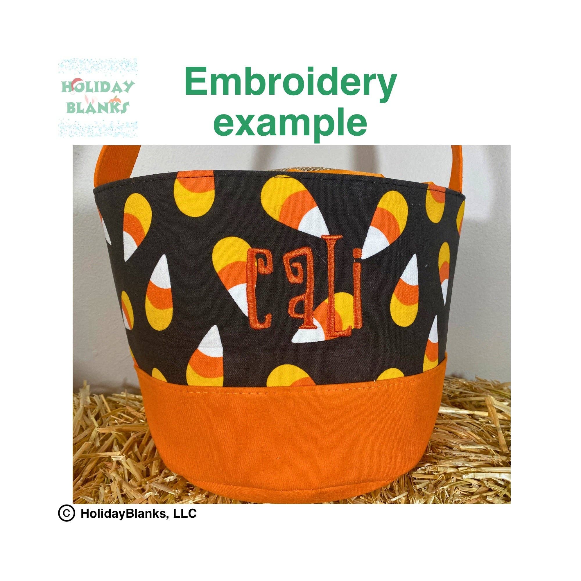 Holiday Blanks - Wholesale Basket - Halloween Candy Corn design basket embroidery blanks3