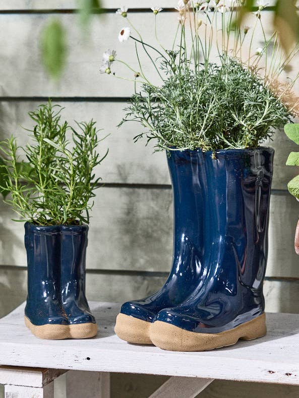 Little & Large Dark Blue Welly Boots Planter Set for wholesale by Dibor