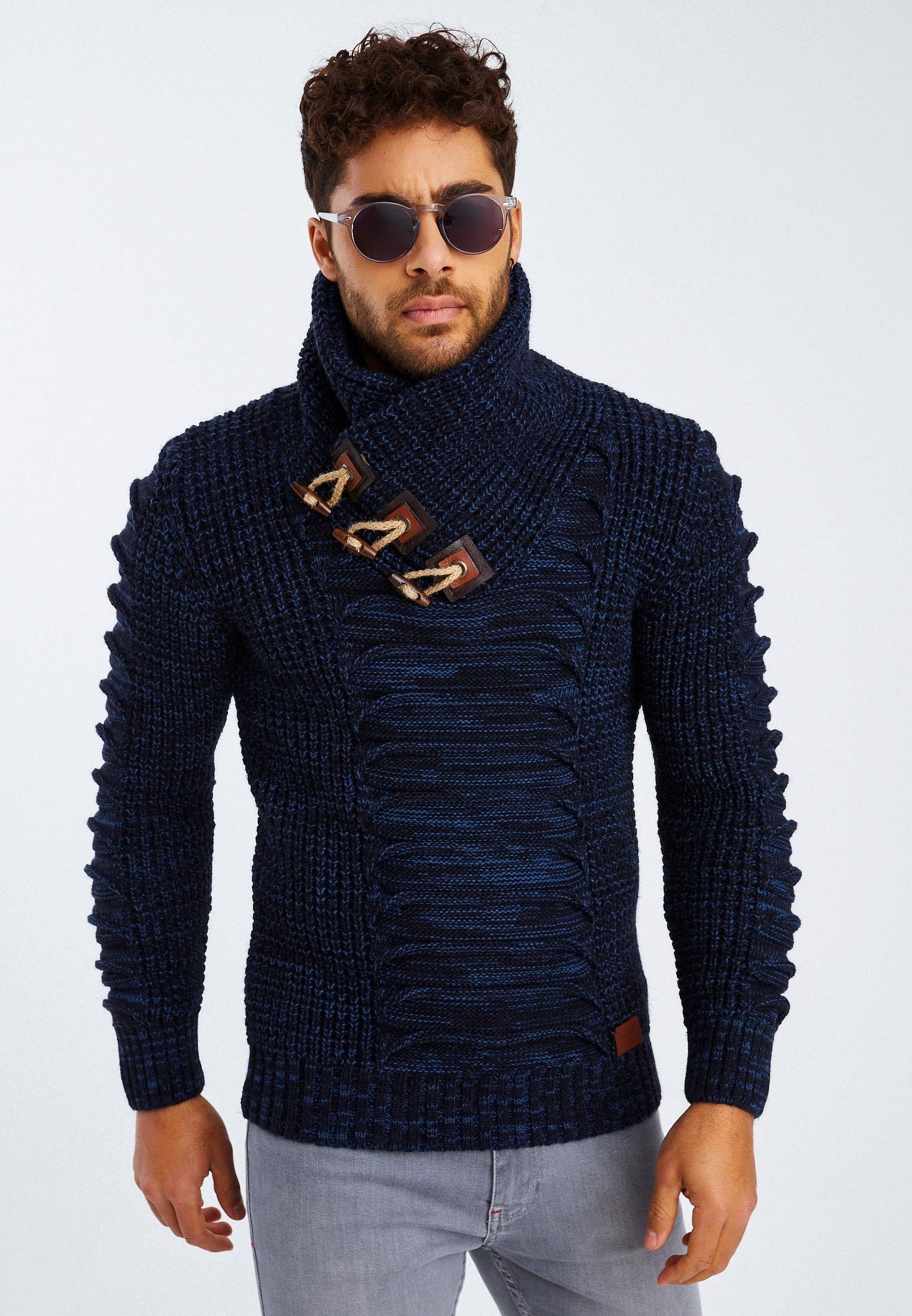 Leif Nelson GmbH - Wholesale Knit Sweater - Men's - Men's Knit Sweater Chunky Knit Shawl Collar LN-557514