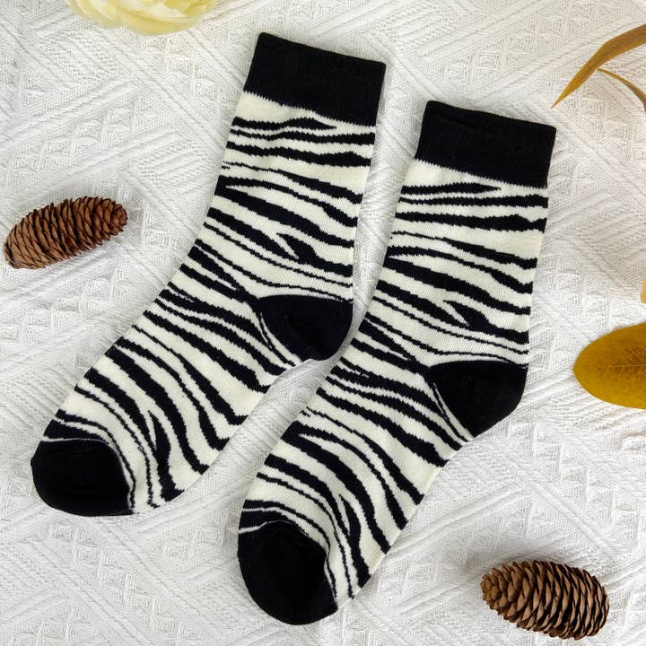 mildstyles - Wholesale Socks - Women's - Black and white cartoon mid-calf cute trendy socks4