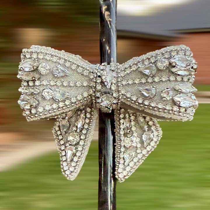 Silver Rhinestone - Boujee Tumbler Bow for wholesale by Olive Lane Accessories