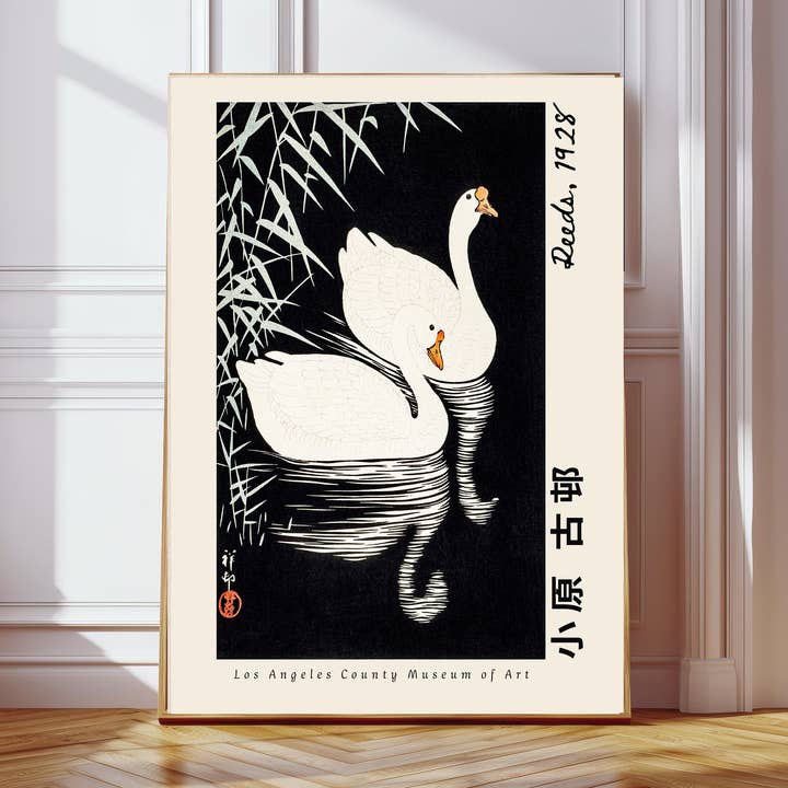 Japanese Swan Reeds Museum Art Print for wholesale by Kumo Art Prints