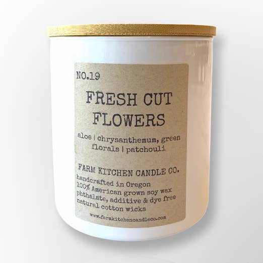 Fresh Cut Flowers Soy Candle | White Jar | 8 oz. for wholesale by Farm Kitchen Candle Co.
