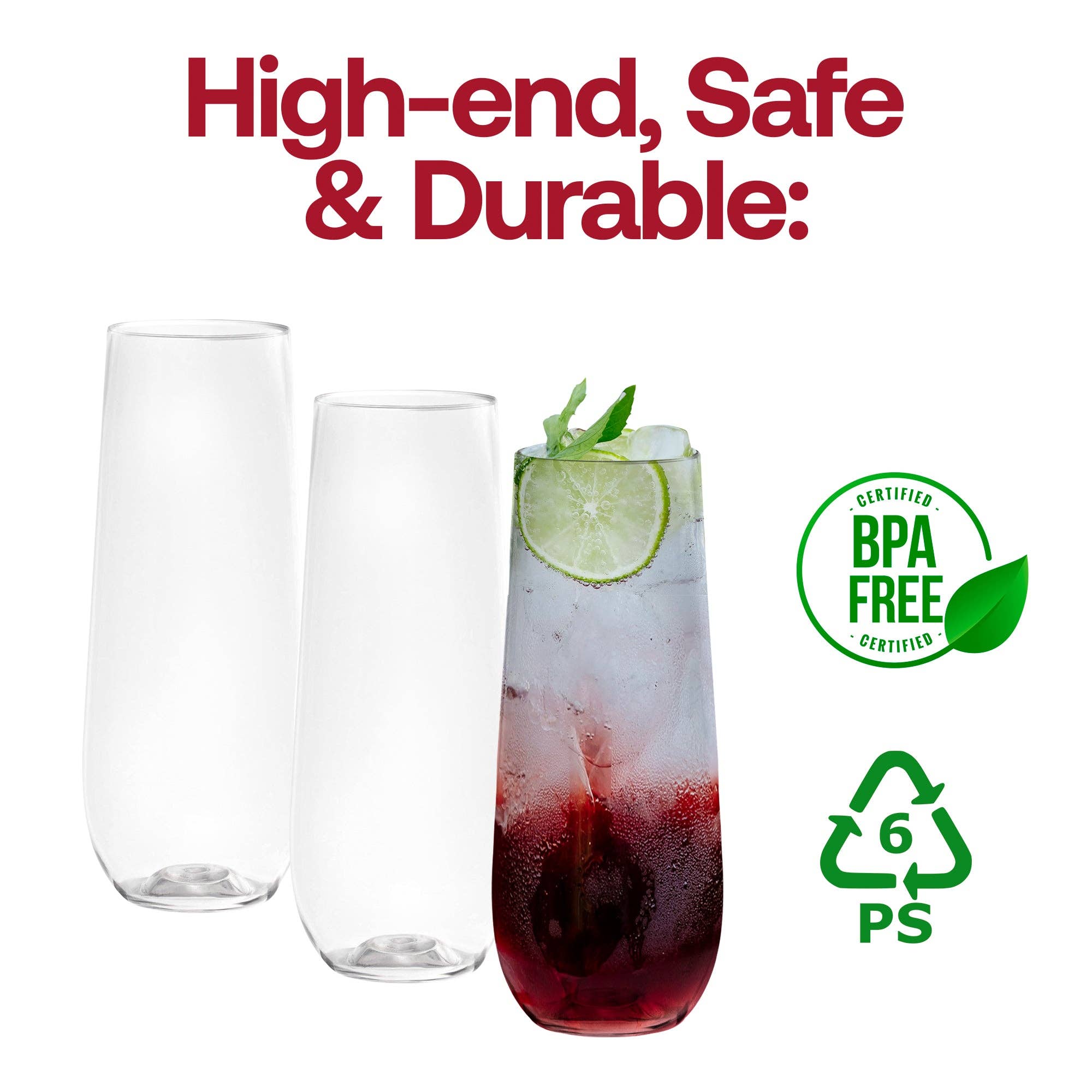 Smarty had a Party – Engroshandel Champagneglas – 9 oz. klare stilkfri plast champagneglas - 64 stk.5