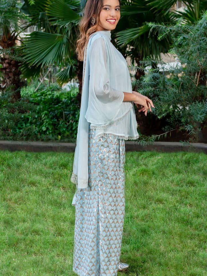 Light Blue Palazzo and Top for wholesale by Mehr by Pretty
