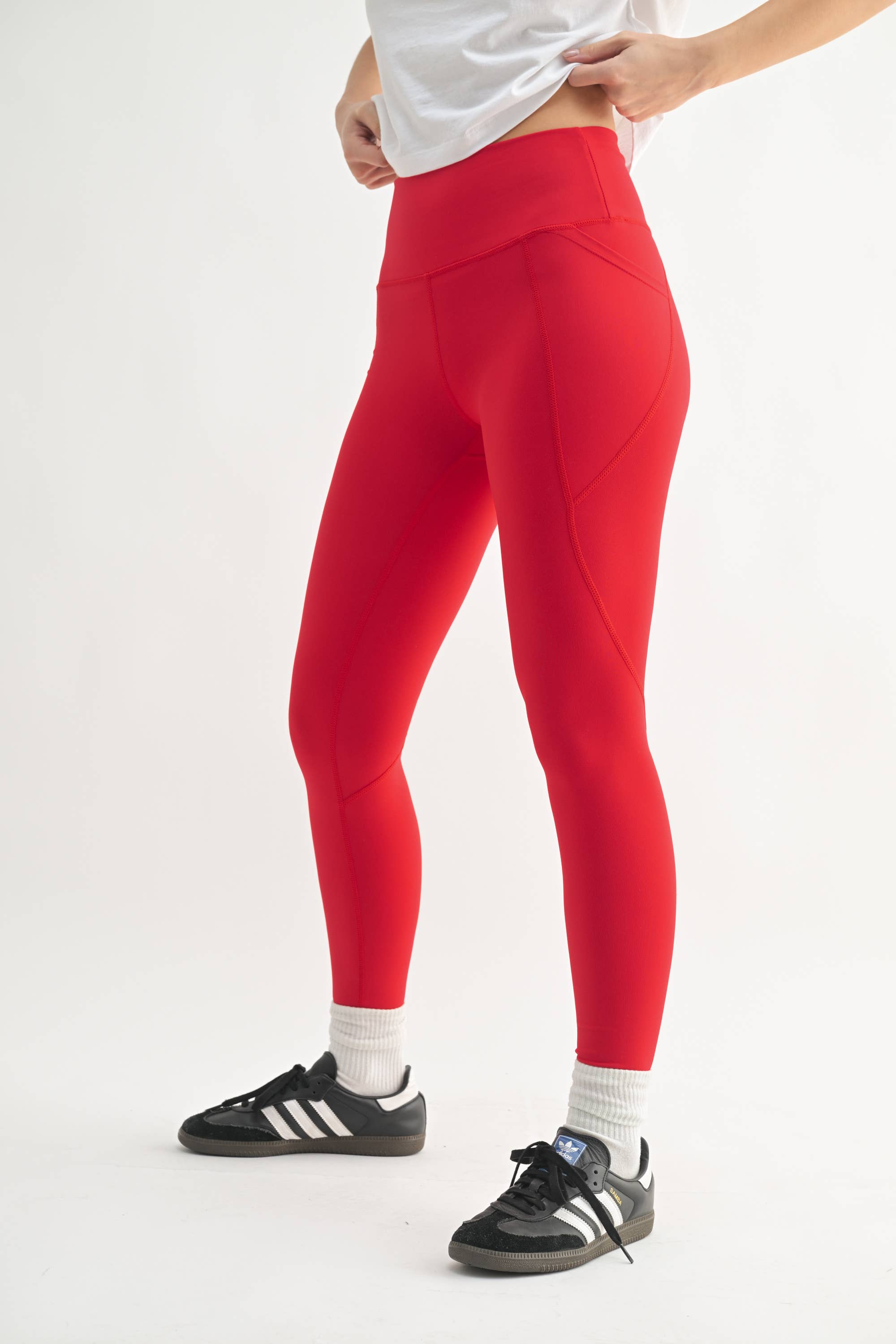 Mono B - Vente Legging de sport/d'intérieur – femme - Legging taille haute solide avec bande fuselée7