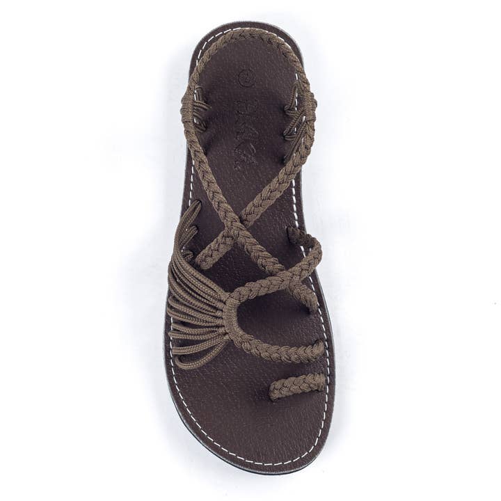 Palm Leaf Flat Summer Sandals - Taupe for wholesale by Plaka
