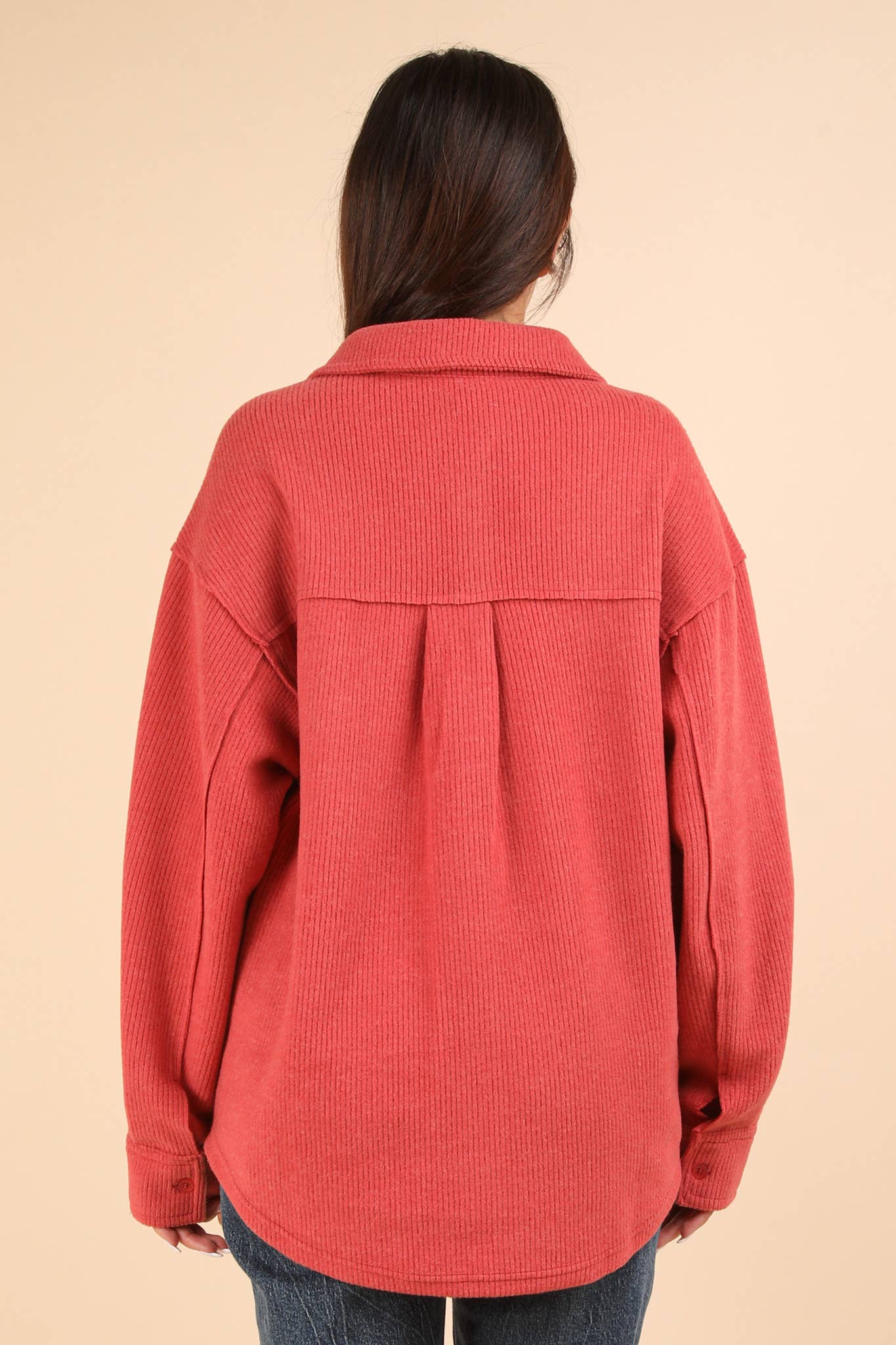 VERY J – Engroshandel Skjortejakke/shacket – til kvinder – NJ90004-overdimensioneret Cozy Button Down Shacket Jacket4