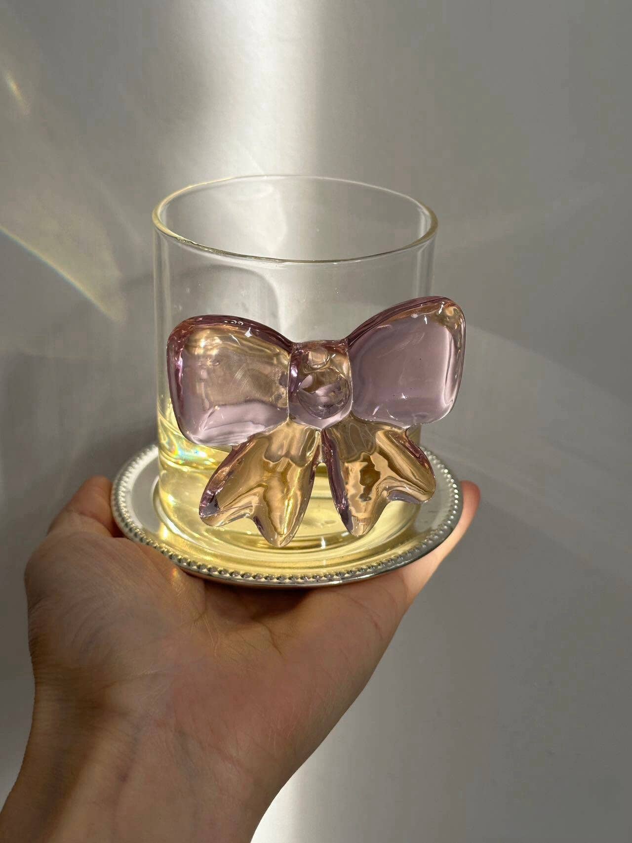 INSPECIAL HOME – Copo/caneca por atacado – Conjunto de 10 copos de vidro com laço decorativo feitos à mão2