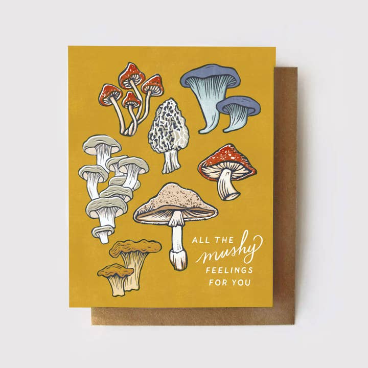 Root & Branch Paper Co. - Wholesale Love Card - All the Mushy Feelings for You - Mushroom Love Card