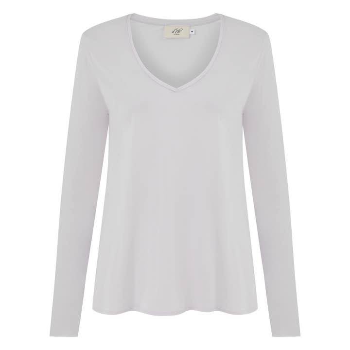 Esterella V Neck T-Shirt L/S Single Jersey Orchid Tint for wholesale by d'Els - Elsa Altaras Nasi und Nasi GbR