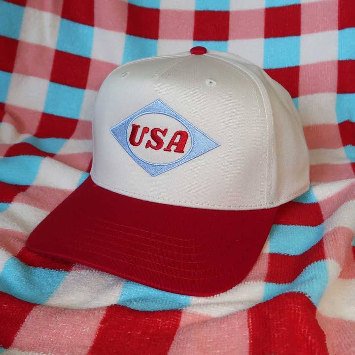 Sundrop - Wholesale Hat Accessory - Women's - USA Diamond Patch Embroidered Hat - July 4th Patriotic3