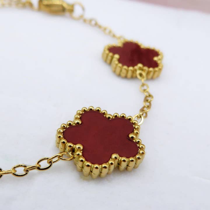 Daemon srls - Wholesale Charm/Dangle Bracelet - LILY  bordeaux MADREPERLA ACCIAIO INOSSIDABILE ~ Bracciale fiori in madreperla2