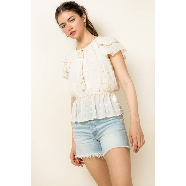 Layered Sleeves Polka Dot Top for wholesale by THML