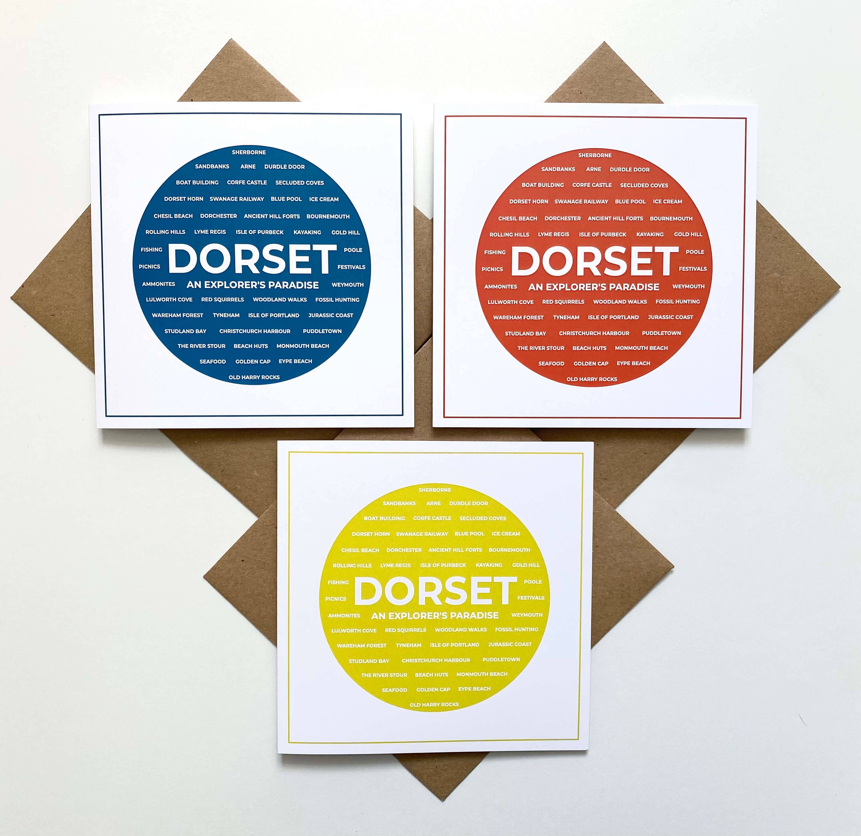 Latitude 50 Living – wholesale Everyday greeting card – Dorset Typography Cards  - ‘Dorset - An Explorer's Paradise'2