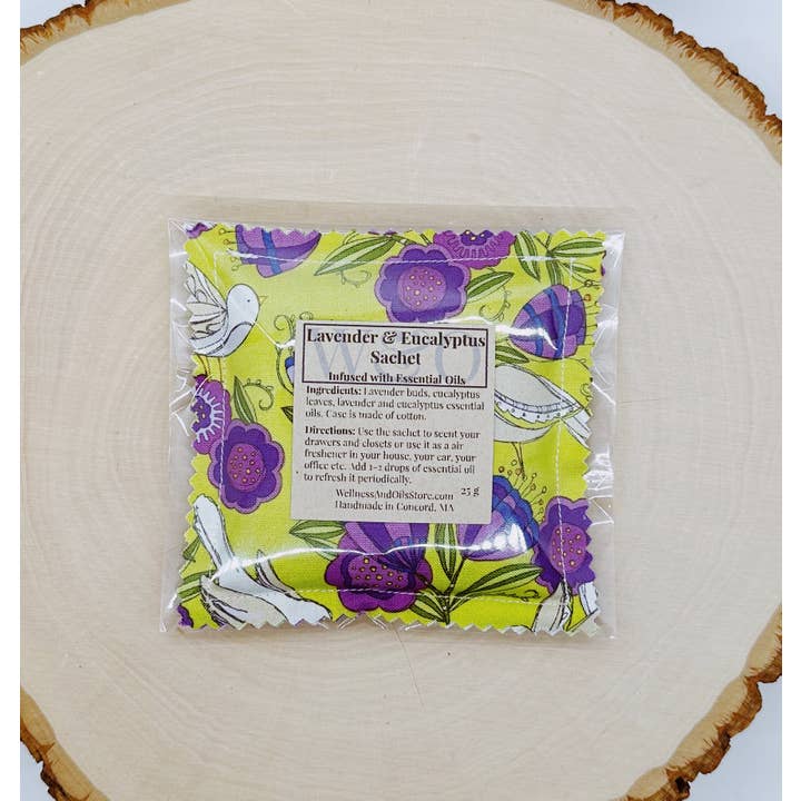 Wellness & Oils - Wholesale Sachet - Gift Set - 2 Lavender Eucalyptus Sachets with Essential Oils