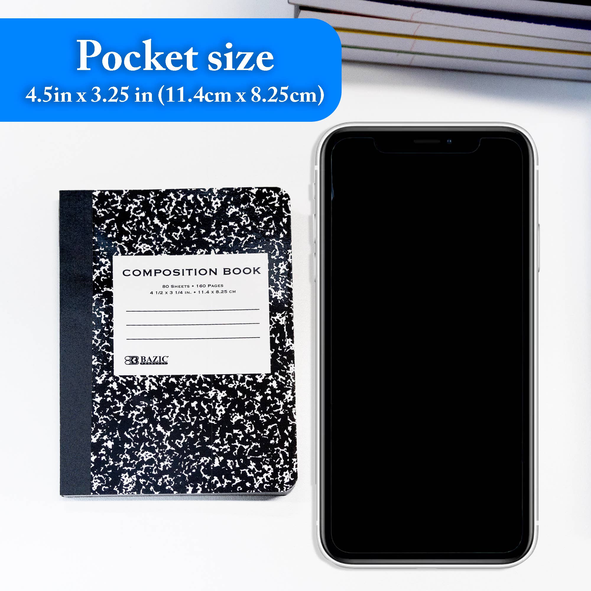 BAZIC Products - Wholesale Notebook - Composition Book Mini Marble 4.5" x 3.25" 80 Ct. (2/Pack)3