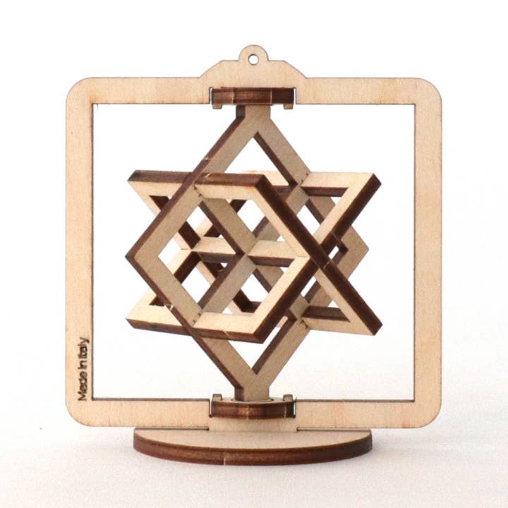 Polyèdre 709 sur Cadre Rotatif Léonardien-Modèle en bois pour la vente par Dahimo