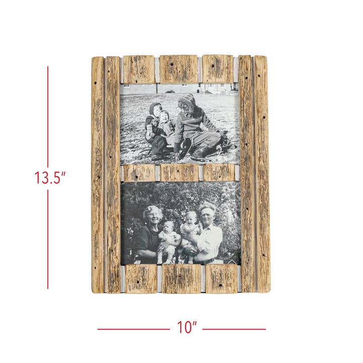 Foreside Home & Garden - Wholesale Picture Frame - Turner 5x7 2 Photo Striped Driftwood Collage Picture Frame4