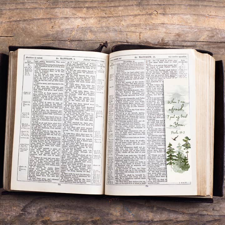 Signet chrétien Aquarelle Forêt Psaume 56:3 pour la vente par 726 Market