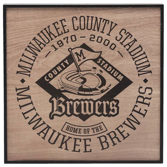 Open Road Brands, LLC - Wholesale Sign - Milwaukee Brewers County Stadium Framed Wood Wall Decor