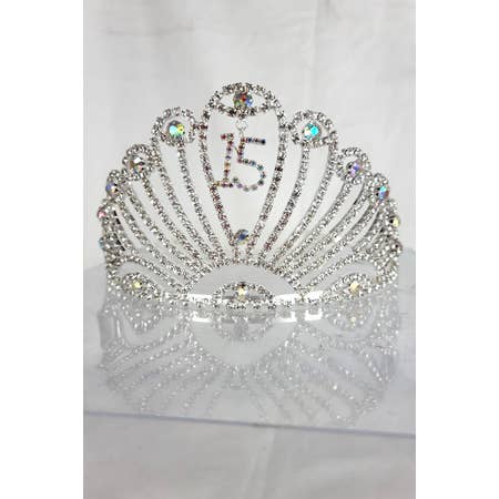 Chicas - Wholesale Tiara - Dames - Quinceanera tiara met juwelen en hanger, 15-delig, HT90810