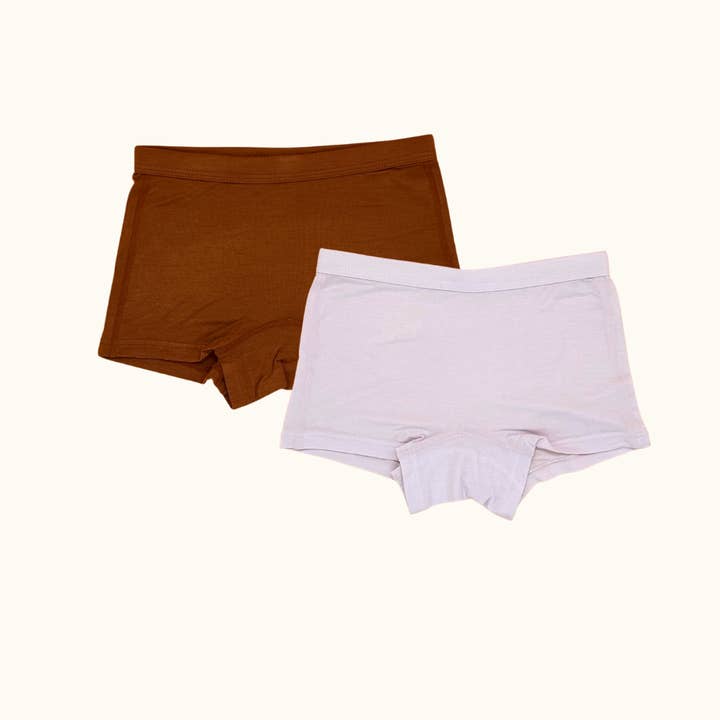 Pack de 2 pantalones cortos Harper, color marrón/lavanda para venta al por mayor de Just Peachy