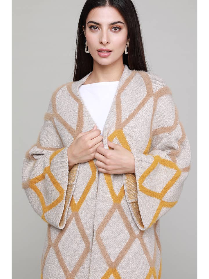 Taupe ST#FCL1170SW Oversize sweater cardigan for wholesale on Faire