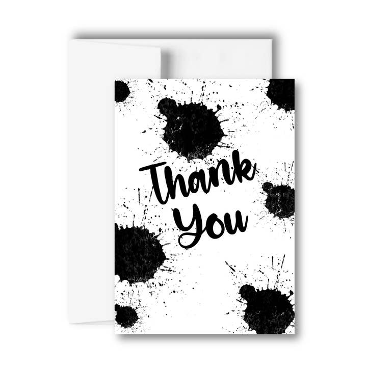 Carte de vœux de remerciement Black Paint Splash pour la vente par Brandi Creations Design Studio