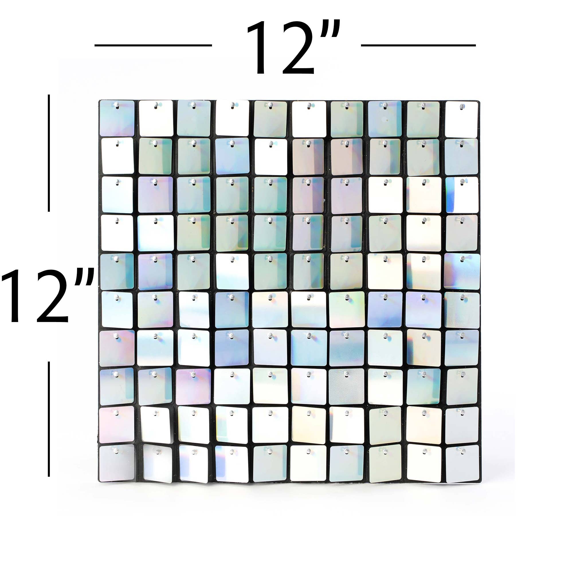 Portofino International Trading, USA - Vente Panneaux décoratifs - Panneaux de toile de fond carrés à paillettes, blanc irisé1