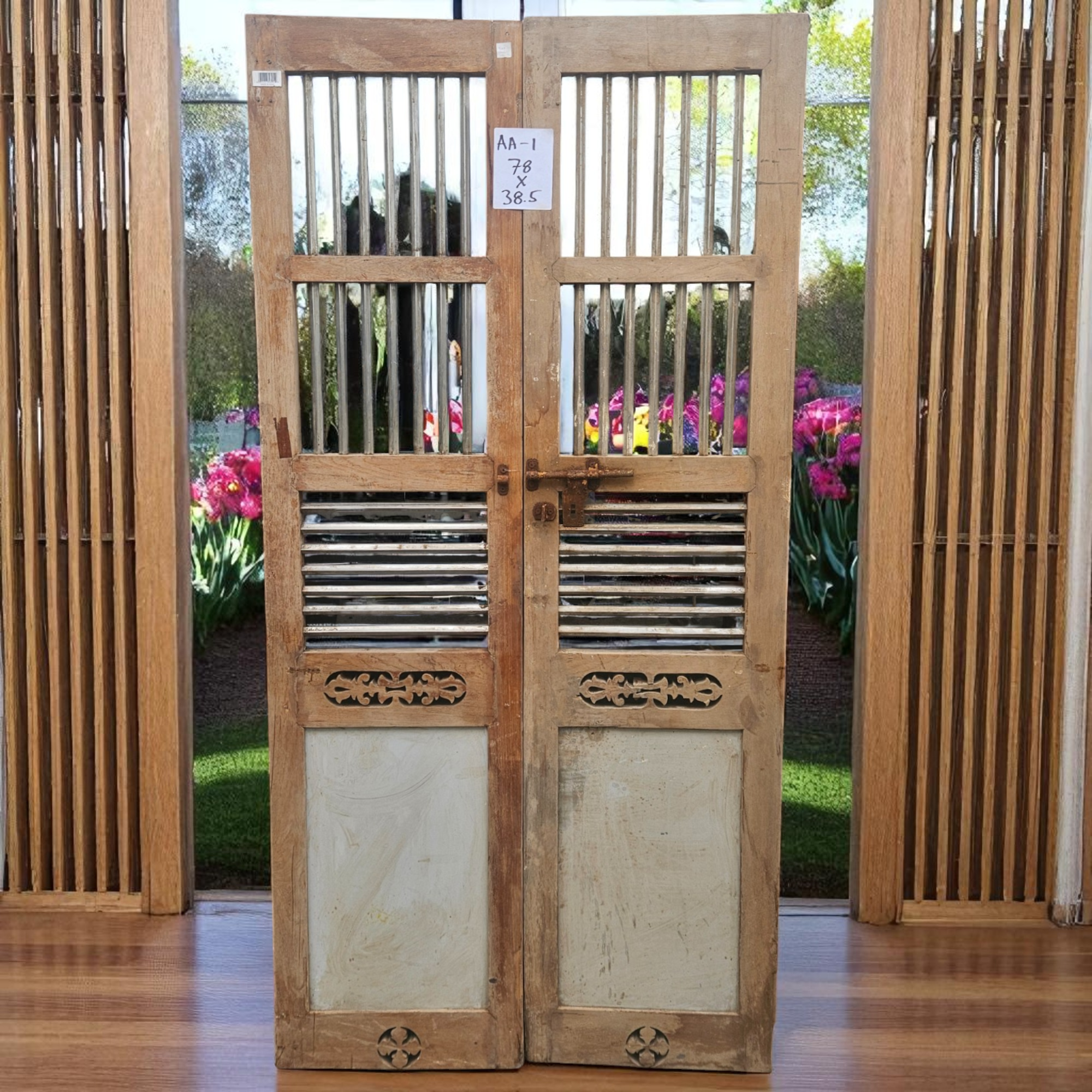 Wilco Home - Wholesale Wall Accent - One-of-a-kind Vintage Solid Wood Doors with Iron Protectors5