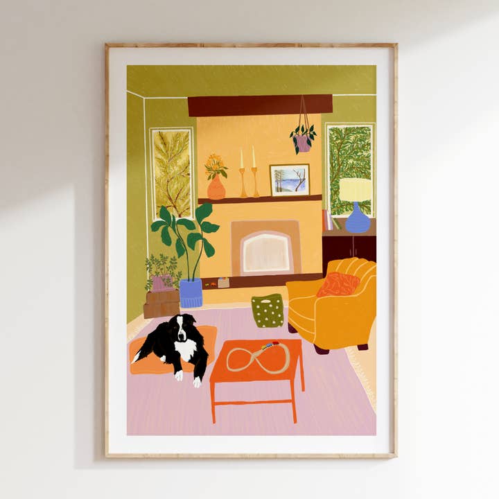 Woodland Home Art Print | Dog Lovers Wall Art for wholesale by Elsa Eleni