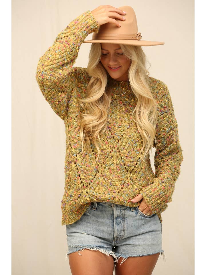KyeMi - Wholesale Knit Sweater - Women's - Colorfully Speckled Sweater