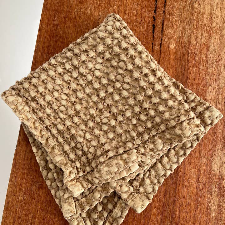 Mama and Tochter - Wholesale Wash Cloth - 100% Organic Cotton Rustic Waffle Face Cloth - Light Rust0